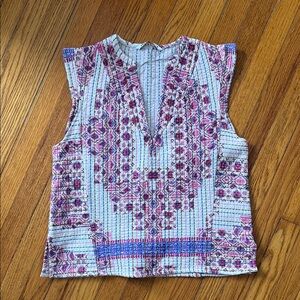 Zara Pink and Blue Patterned Vest